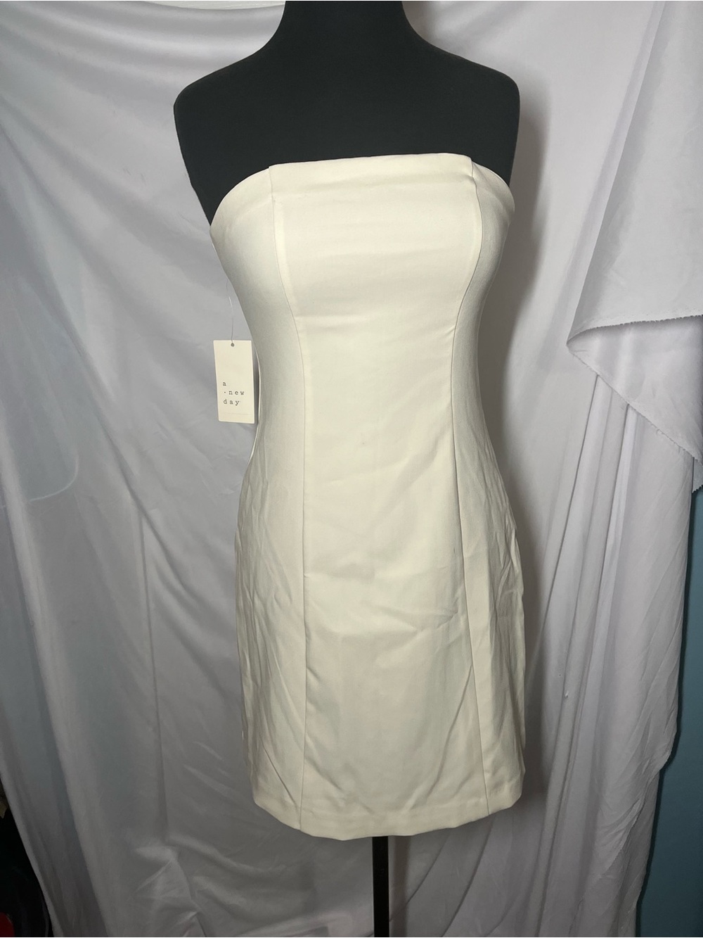 a new day Strapless Cream Fitted Mini Dress